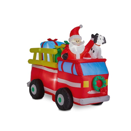 Glitzhome&#xAE; 7ft. Inflatable Santa in Truck With Lights